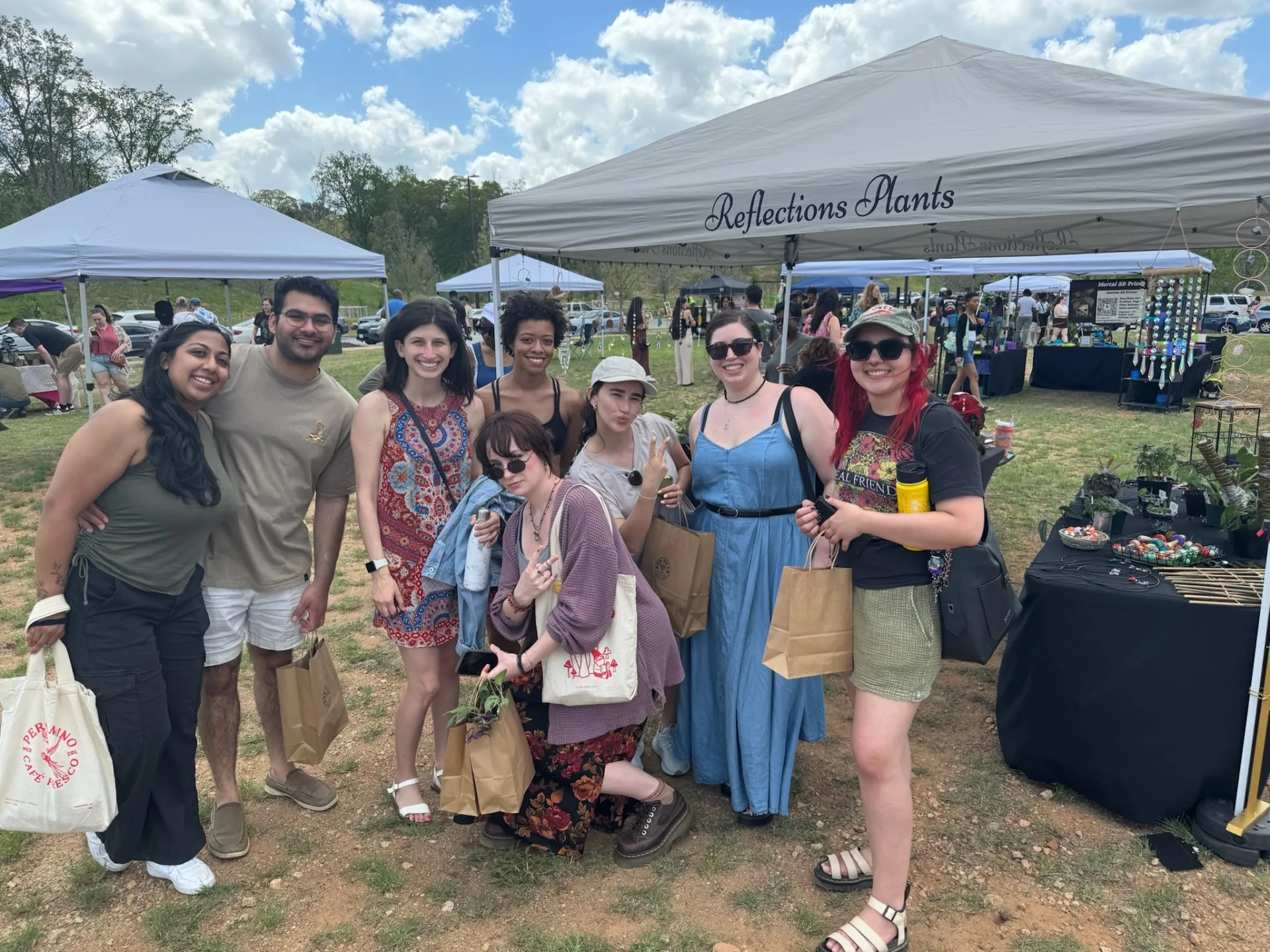 Friends at outdoor market meetup